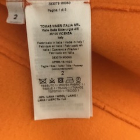 Tomas Maier Wool Caban Orange Jacket: Size 2  US - Picture 6 of 7